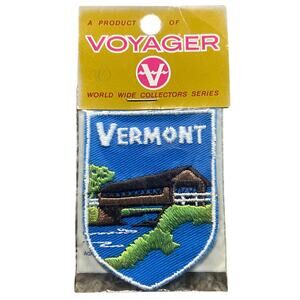 Vintage 1970s Voyager Brand Vermont State Souvenir Travel Tourism Sew-On Patch